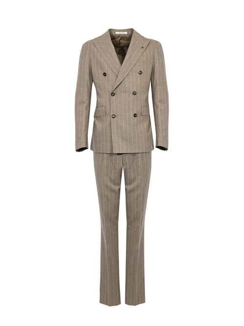 Abito doppiopetto in lana e cashmere gessato Tortora Tagliatore | 2SVS20B11 C90055 ET835727